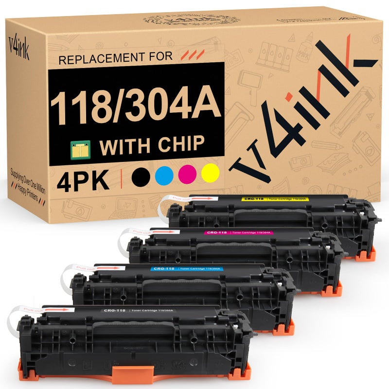 v4ink Remanufactured Toners_Cartridges Replacement for Canon 118 crg-118 CRG118 HP 304A Toner for Canon ImageClass MF726Cdw MF8350CDN MF8580Cdw MF8380Cdw LBP7660Cdn CP2025N Black Cyan Magenta Yellow - Image 1